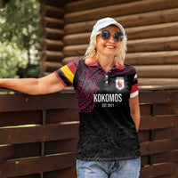 Queensland Papua New Guinea Custom Women Polo Shirt All Black Pacific PNG Tribal Style