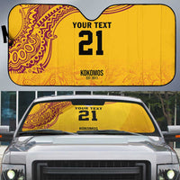 Queensland Papua New Guinea Custom Auto Sun Shade All Gold Pacific PNG Tribal Style - Polynesian Pride