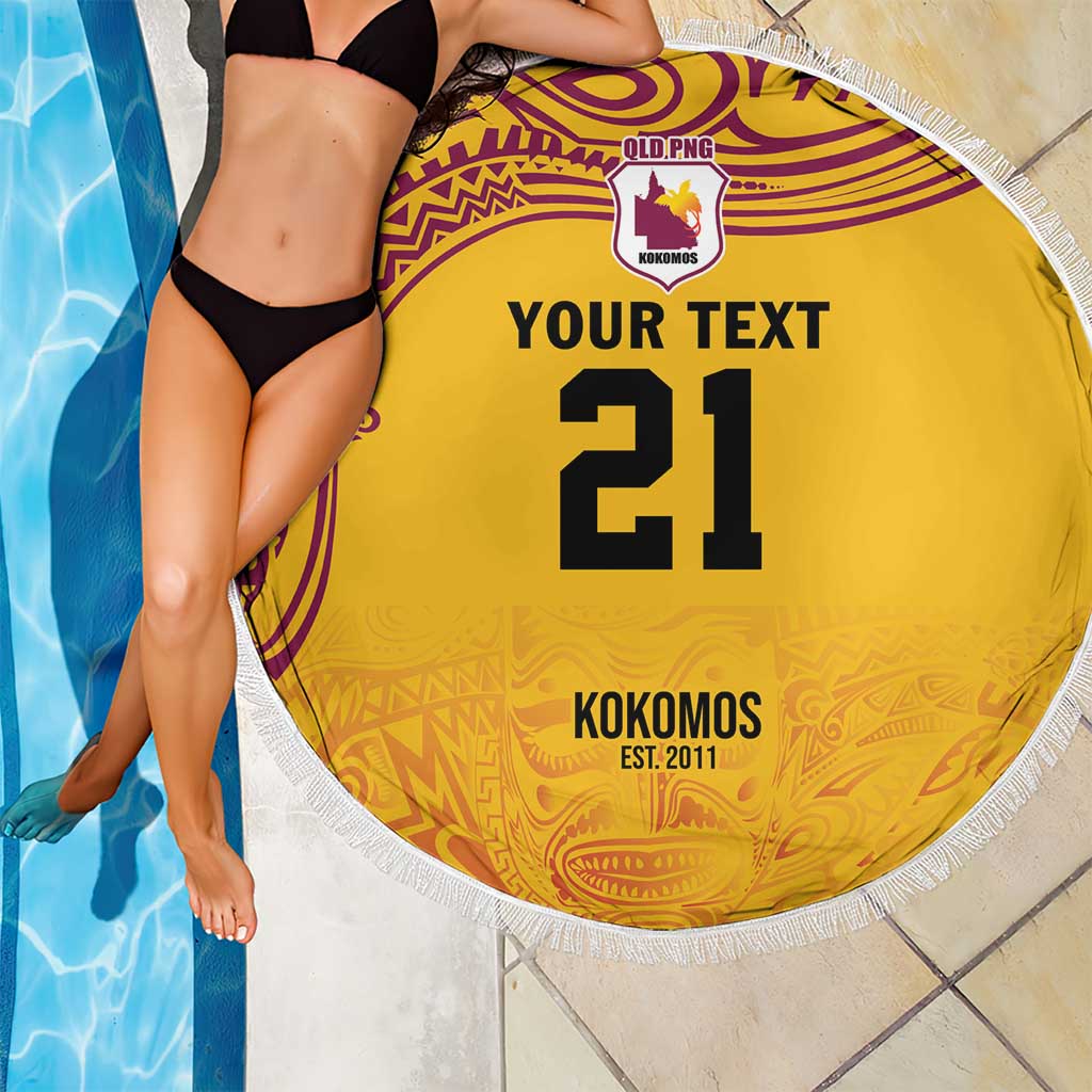 Queensland Papua New Guinea Custom Beach Blanket All Gold Pacific PNG Tribal Style