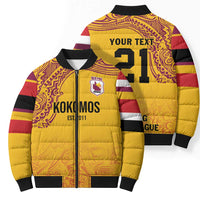 Queensland Papua New Guinea Custom Bomber Puffer Jacket All Gold Pacific PNG Tribal Style - Polynesian Pride