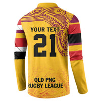 Queensland Papua New Guinea Custom Button Sweatshirt All Gold Pacific PNG Tribal Style