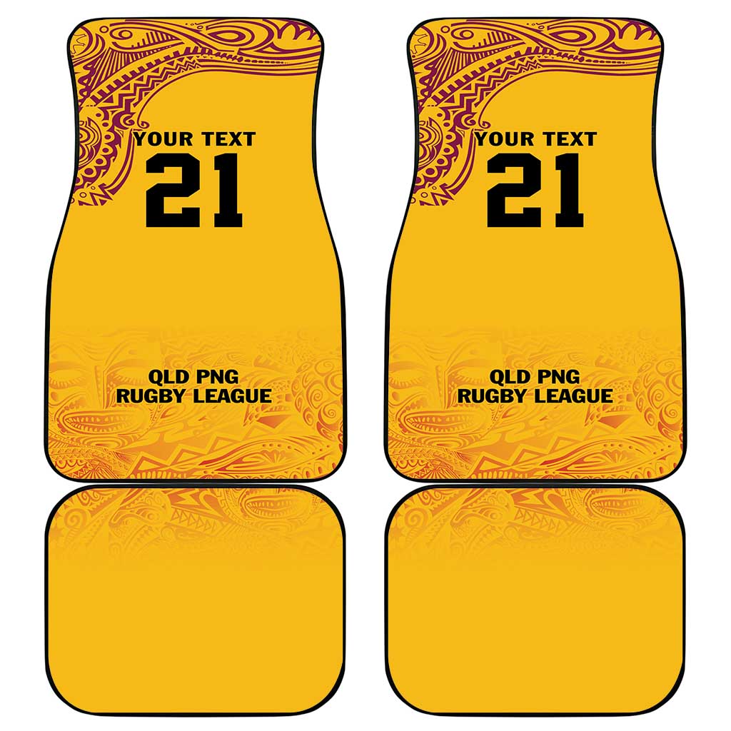 Queensland Papua New Guinea Custom Car Mats All Gold Pacific PNG Tribal Style LT9 - Polynesian Pride