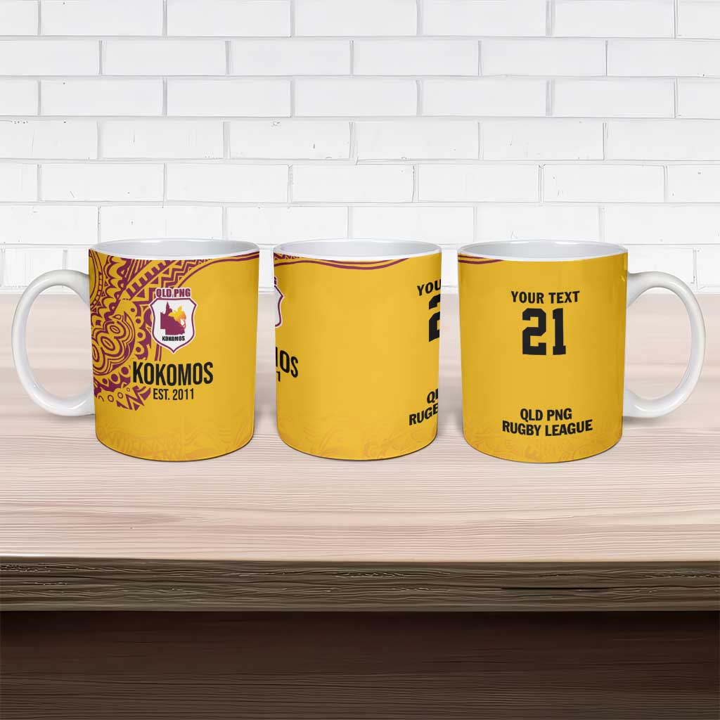 Queensland Papua New Guinea Custom Ceramic Mug All Gold Pacific PNG Tribal Style - Polynesian Pride