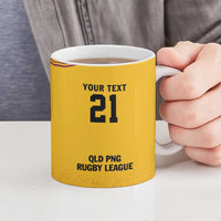 Queensland Papua New Guinea Custom Ceramic Mug All Gold Pacific PNG Tribal Style - Polynesian Pride