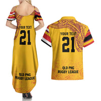 Queensland Papua New Guinea Custom Couples Matching Summer Maxi Dress and Hawaiian Shirt All Gold Pacific PNG Tribal Style LT9 - Polynesian Pride
