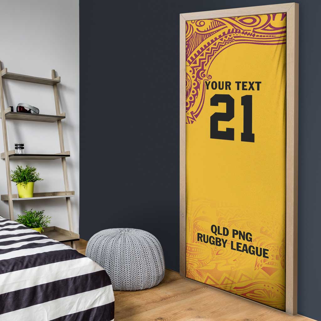 Queensland Papua New Guinea Custom Door Cover All Gold Pacific PNG Tribal Style - Polynesian Pride