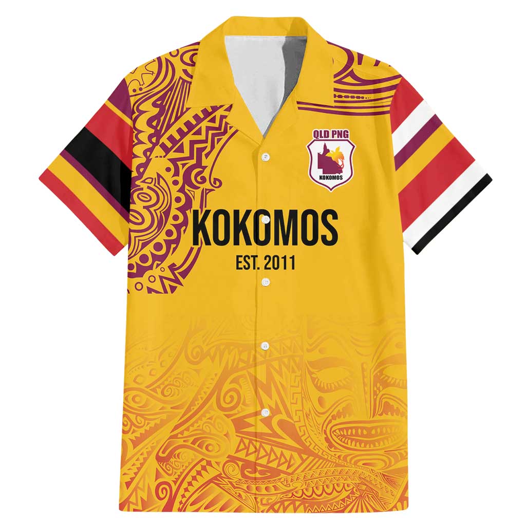 Queensland Papua New Guinea Custom Family Matching Mermaid Dress and Hawaiian Shirt All Gold Pacific PNG Tribal Style