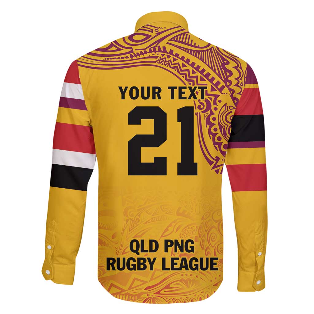 Queensland Papua New Guinea Custom Family Matching Mermaid Dress and Hawaiian Shirt All Gold Pacific PNG Tribal Style