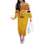 Queensland Papua New Guinea Custom Family Matching Off The Shoulder Long Sleeve Dress and Hawaiian Shirt All Gold Pacific PNG Tribal Style