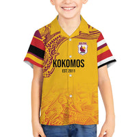 Queensland Papua New Guinea Custom Family Matching Puletasi and Hawaiian Shirt All Gold Pacific PNG Tribal Style