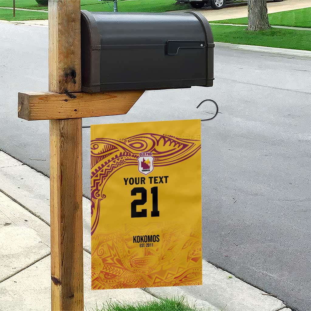 Queensland Papua New Guinea Custom Garden Flag All Gold Pacific PNG Tribal Style