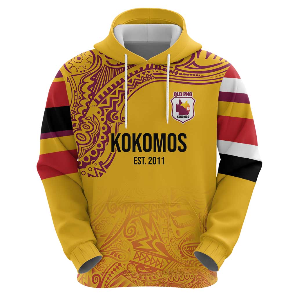 Queensland Papua New Guinea Custom Hoodie All Gold Pacific PNG Tribal Style