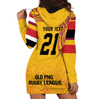 Queensland Papua New Guinea Custom Hoodie Dress All Gold Pacific PNG Tribal Style