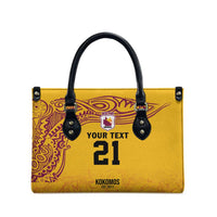 Queensland Papua New Guinea Custom Leather Bag All Gold Pacific PNG Tribal Style - Polynesian Pride