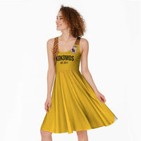 Queensland Papua New Guinea Custom Midi Dress All Gold Pacific PNG Tribal Style - Polynesian Pride