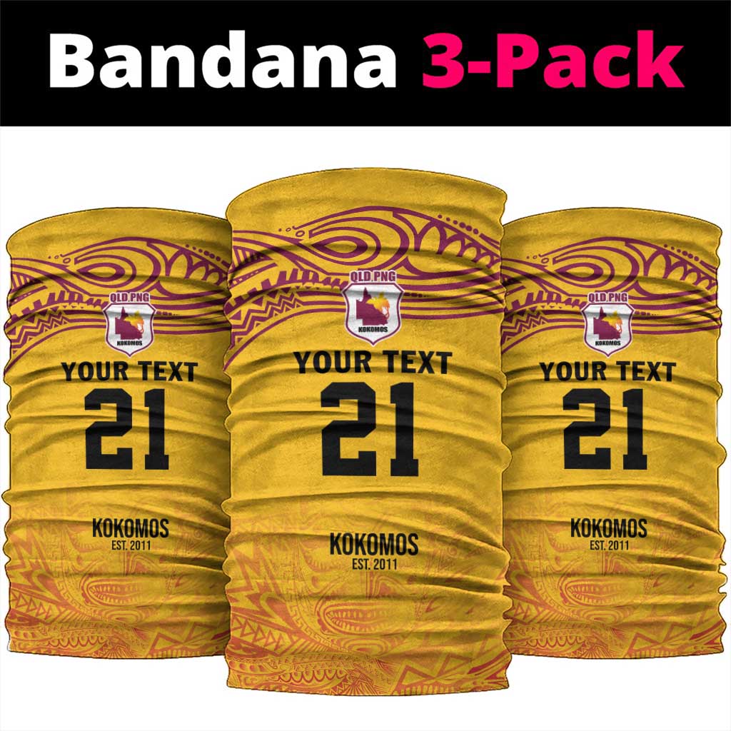 Queensland Papua New Guinea Custom Neck Gaiter All Gold Pacific PNG Tribal Style - Polynesian Pride