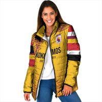 Queensland Papua New Guinea Custom Padded Jacket All Gold Pacific PNG Tribal Style - Polynesian Pride