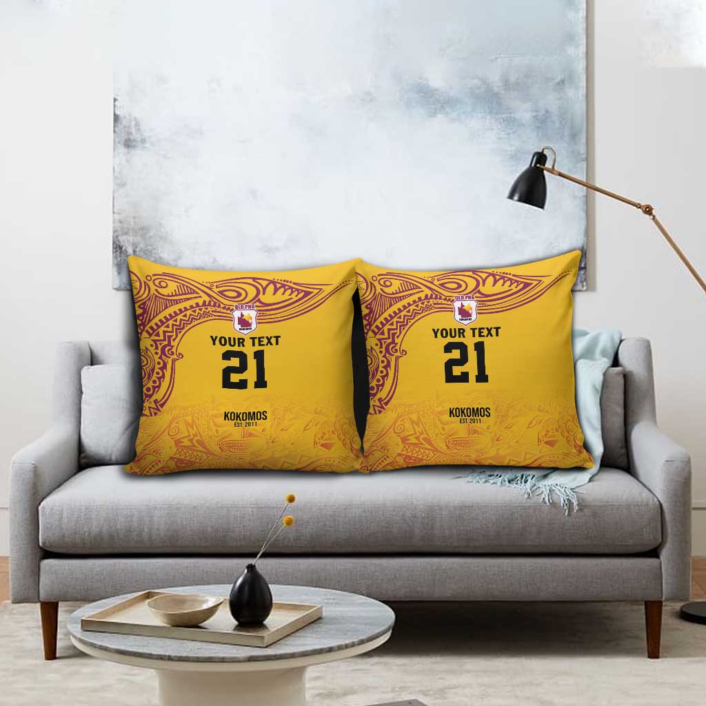 Queensland Papua New Guinea Custom Pillow Cover All Gold Pacific PNG Tribal Style LT9 - Polynesian Pride