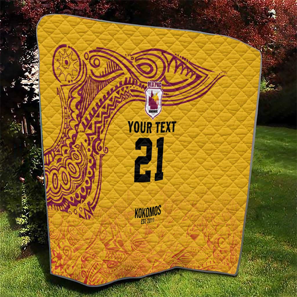 Queensland Papua New Guinea Custom Quilt All Gold Pacific PNG Tribal Style