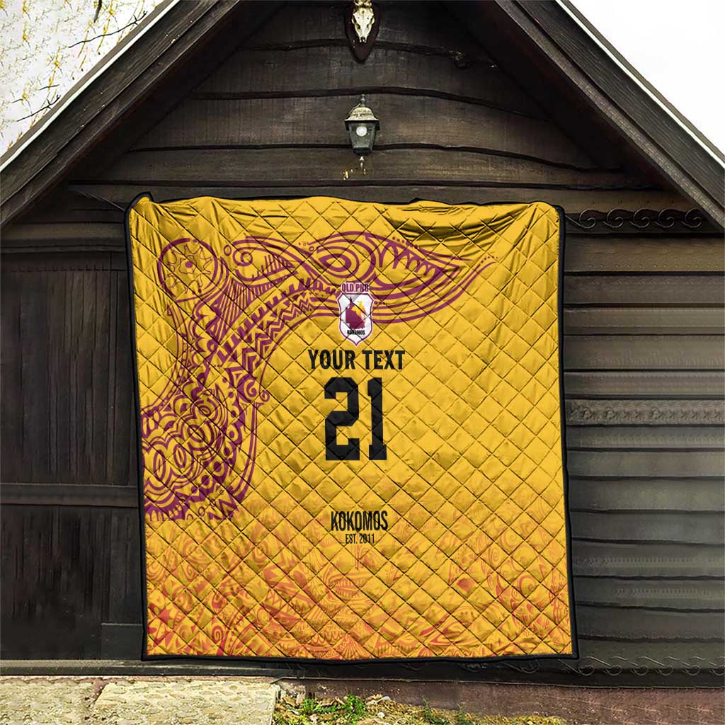 Queensland Papua New Guinea Custom Quilt All Gold Pacific PNG Tribal Style