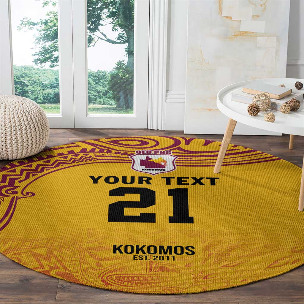Queensland Papua New Guinea Custom Round Carpet All Gold Pacific PNG Tribal Style