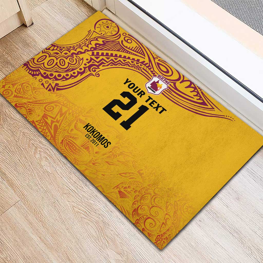 Queensland Papua New Guinea Custom Rubber Doormat All Gold Pacific PNG Tribal Style