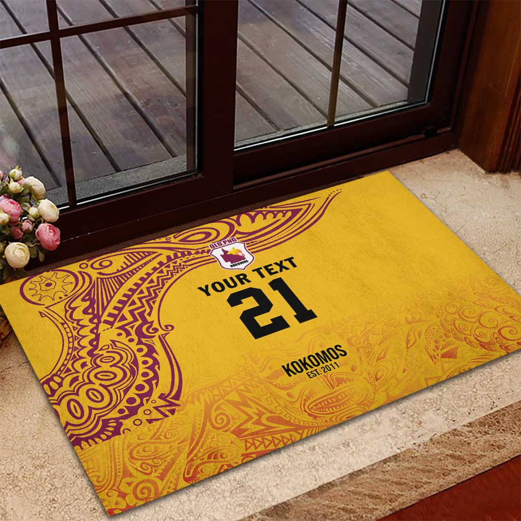 Queensland Papua New Guinea Custom Rubber Doormat All Gold Pacific PNG Tribal Style
