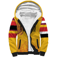 Queensland Papua New Guinea Custom Sherpa Hoodie All Gold Pacific PNG Tribal Style