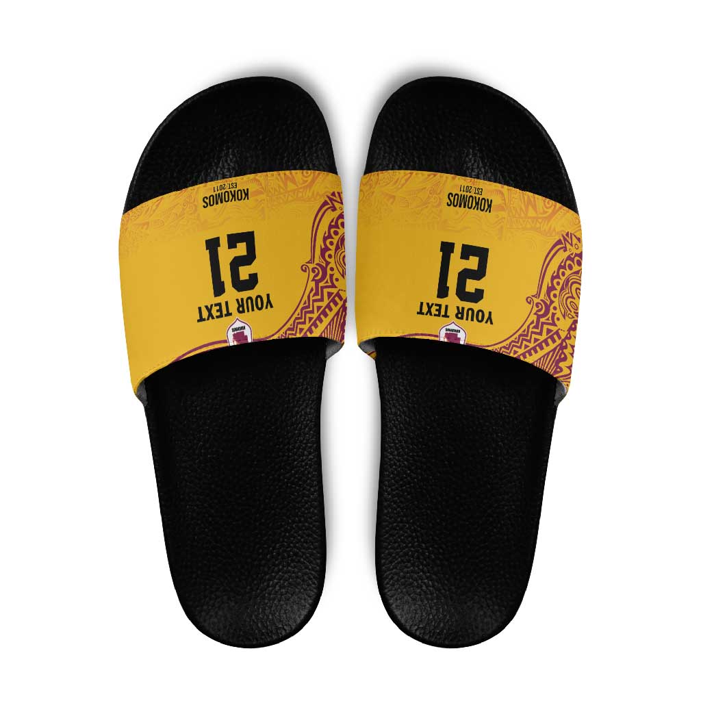 Queensland Papua New Guinea Custom Slide Sandals All Gold Pacific PNG Tribal Style LT9 Gold - Polynesian Pride