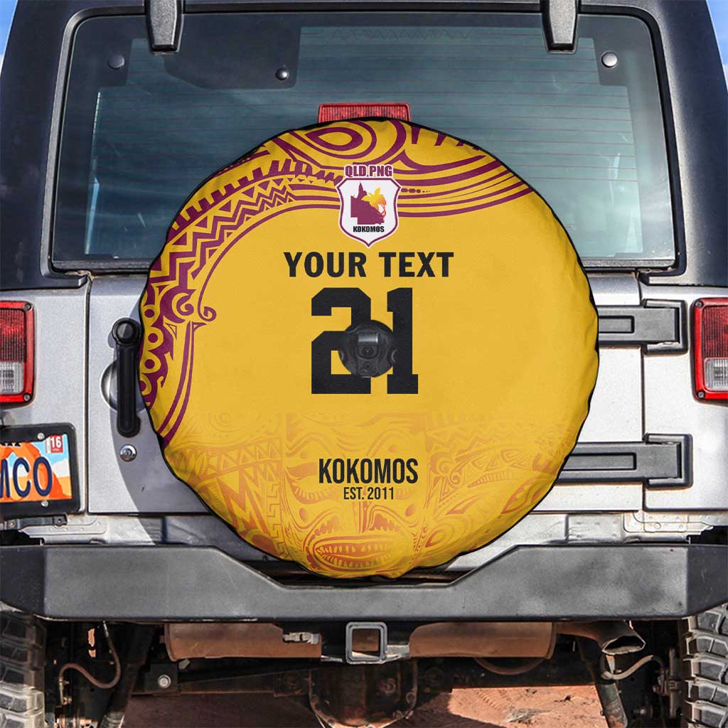 Queensland Papua New Guinea Custom Spare Tire Cover All Gold Pacific PNG Tribal Style