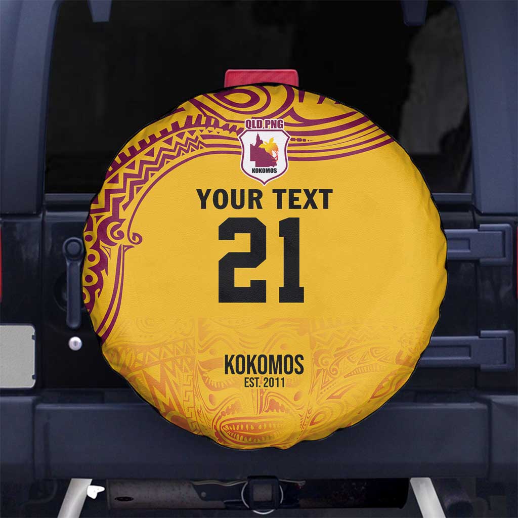 Queensland Papua New Guinea Custom Spare Tire Cover All Gold Pacific PNG Tribal Style