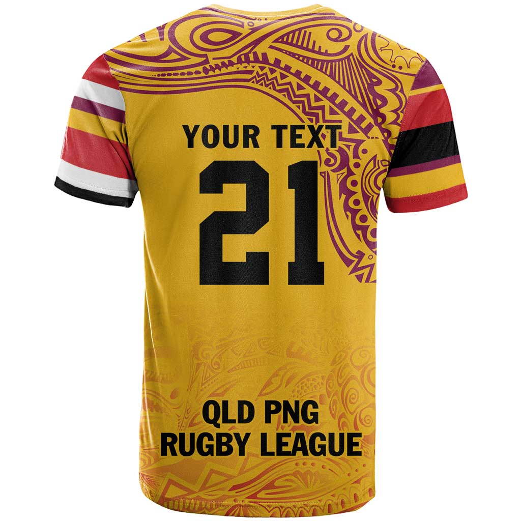 Queensland Papua New Guinea Custom T Shirt All Gold Pacific PNG Tribal Style
