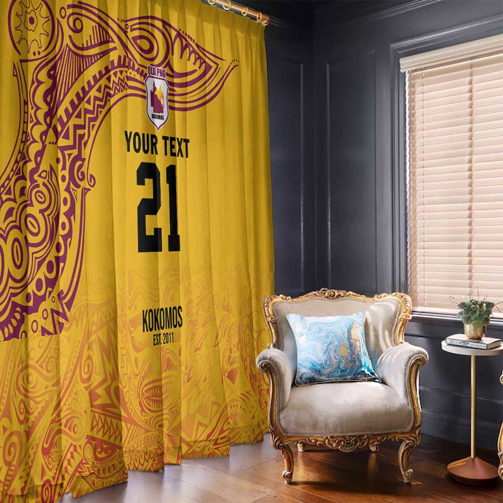 Queensland Papua New Guinea Custom Window Curtain All Gold Pacific PNG Tribal Style LT9 - Polynesian Pride