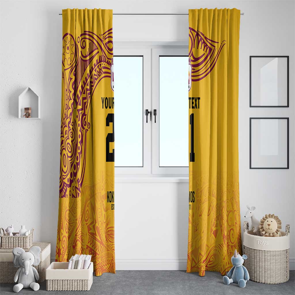 Queensland Papua New Guinea Custom Window Curtain All Gold Pacific PNG Tribal Style LT9 - Polynesian Pride