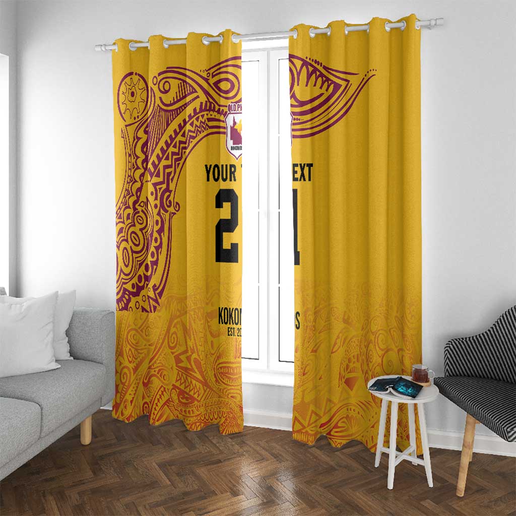 Queensland Papua New Guinea Custom Window Curtain All Gold Pacific PNG Tribal Style LT9 With Grommets Gold - Polynesian Pride