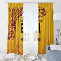 Queensland Papua New Guinea Custom Window Curtain All Gold Pacific PNG Tribal Style LT9 - Polynesian Pride
