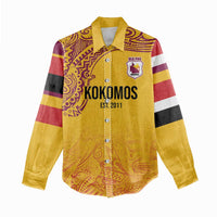 Queensland Papua New Guinea Custom Women Casual Shirt All Gold Pacific PNG Tribal Style