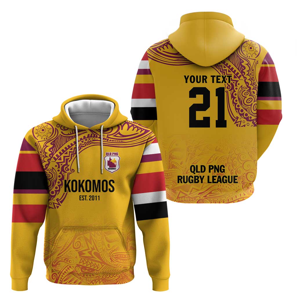 Queensland Papua New Guinea Custom Zip Hoodie All Gold Pacific PNG Tribal Style LT9 - Polynesian Pride