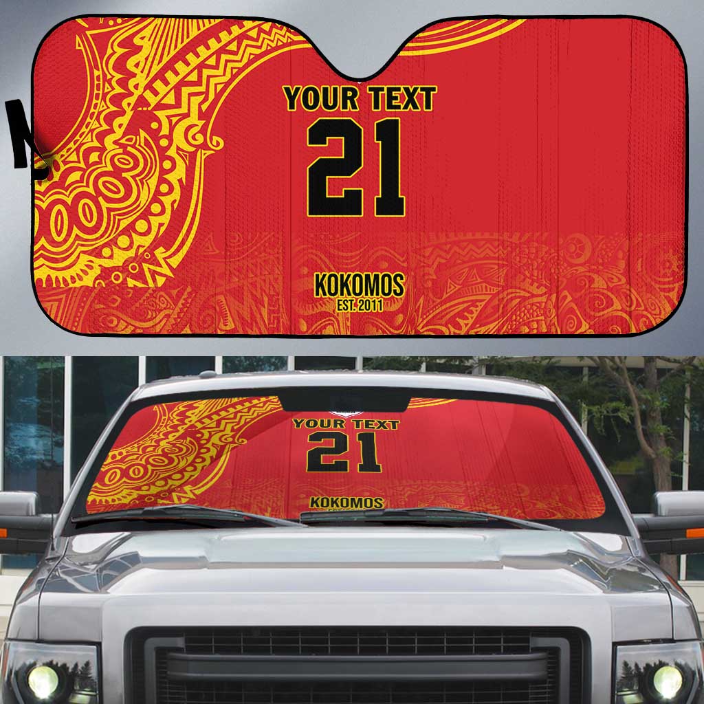 Queensland Papua New Guinea Custom Auto Sun Shade All Red Pacific PNG Tribal Style - Polynesian Pride
