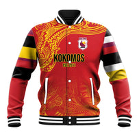 Queensland Papua New Guinea Custom Baseball Jacket All Red Pacific PNG Tribal Style