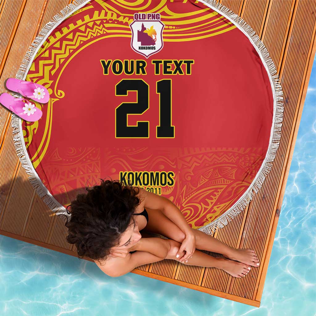 Queensland Papua New Guinea Custom Beach Blanket All Red Pacific PNG Tribal Style