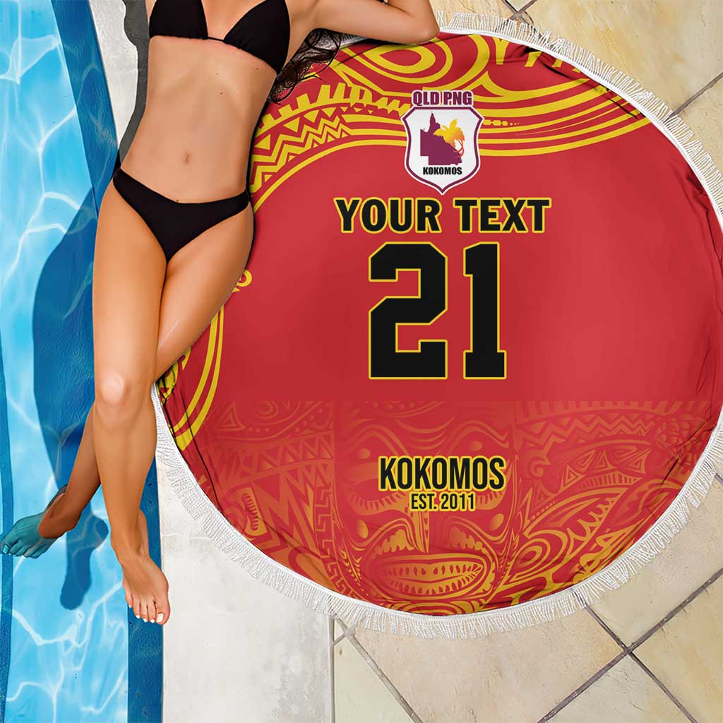 Queensland Papua New Guinea Custom Beach Blanket All Red Pacific PNG Tribal Style