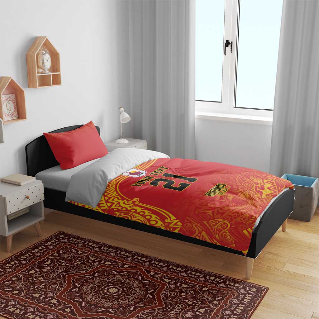 Queensland Papua New Guinea Custom Bedding Set All Red Pacific PNG Tribal Style