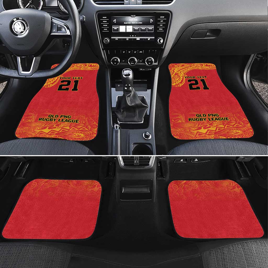 Queensland Papua New Guinea Custom Car Mats All Red Pacific PNG Tribal Style LT9 Set 4pcs Red - Polynesian Pride