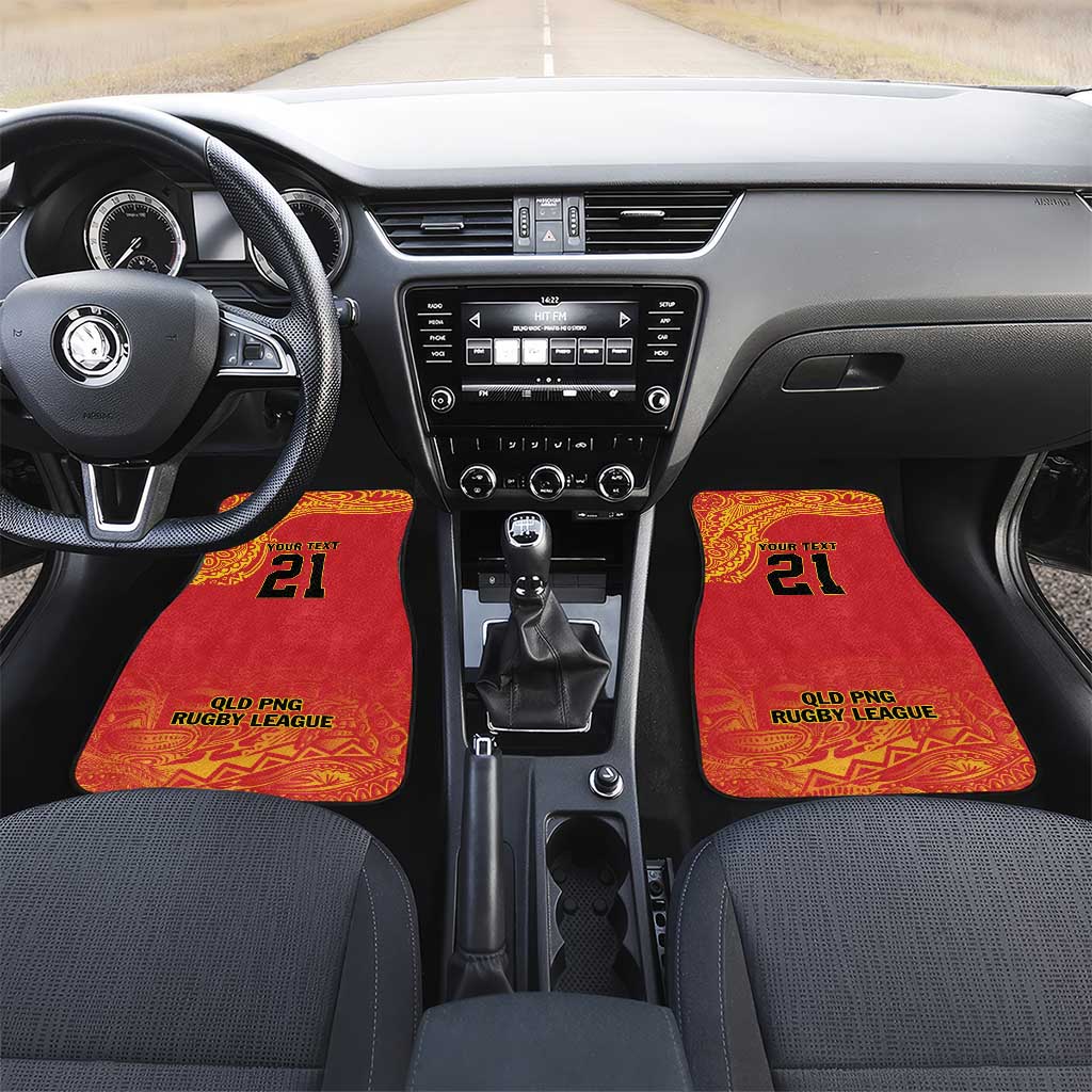 Queensland Papua New Guinea Custom Car Mats All Red Pacific PNG Tribal Style LT9 Set 2pcs - Front Red - Polynesian Pride