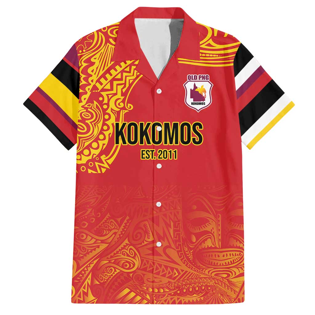 Queensland Papua New Guinea Custom Family Matching Long Sleeve Bodycon Dress and Hawaiian Shirt All Red Pacific PNG Tribal Style