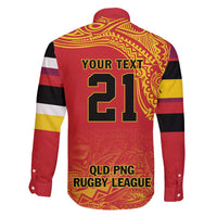 Queensland Papua New Guinea Custom Family Matching Long Sleeve Bodycon Dress and Hawaiian Shirt All Red Pacific PNG Tribal Style