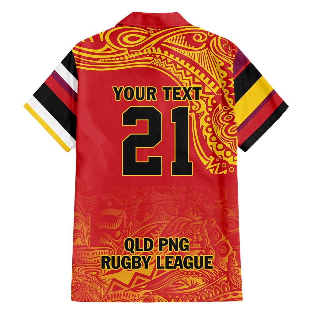 Queensland Papua New Guinea Custom Family Matching Off Shoulder Short Dress and Hawaiian Shirt All Red Pacific PNG Tribal Style