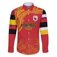 Queensland Papua New Guinea Custom Family Matching Puletasi and Hawaiian Shirt All Red Pacific PNG Tribal Style