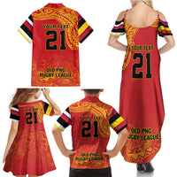 Queensland Papua New Guinea Custom Family Matching Summer Maxi Dress and Hawaiian Shirt All Red Pacific PNG Tribal Style LT9 - Polynesian Pride
